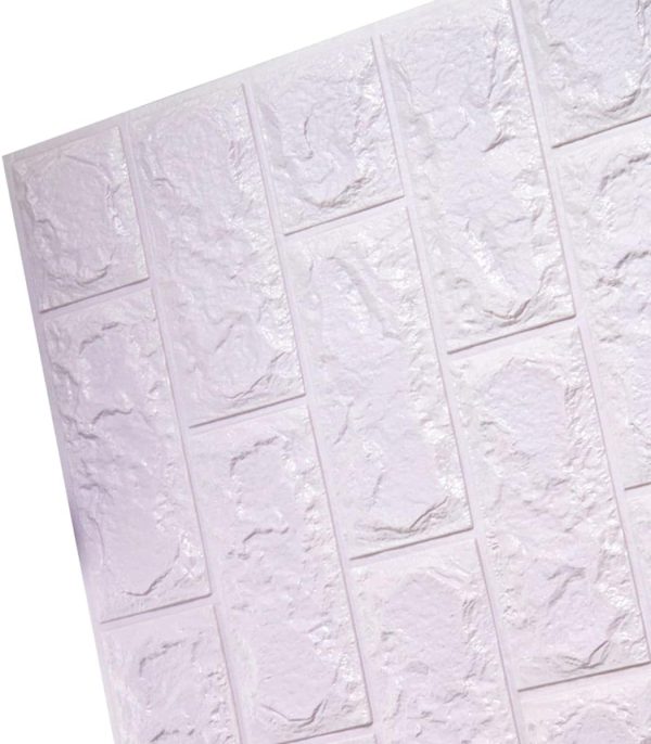 3d Wall Sticker White Brick Sheet | Bedroom Home Decor Waterproof Self Adhesive Living Room Wallpaper (2*2.5ft)