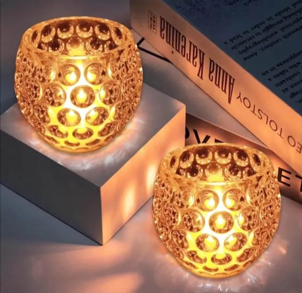 Amber Shine Crystal Tealight Candle Hold...
