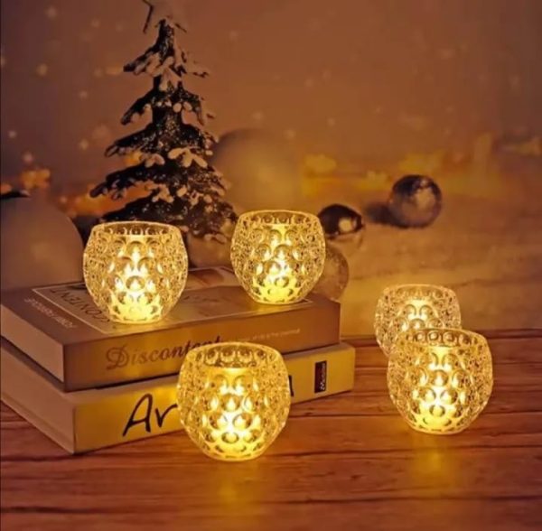 Amber Shine Crystal Tealight Candle Hold...