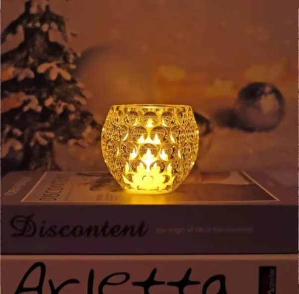 Amber Shine Crystal Tealight Candle Hold...