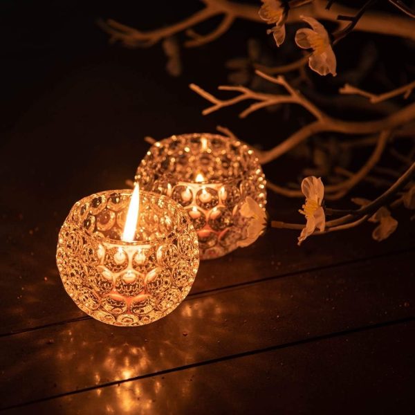 Amber Shine Crystal Tealight Candle Hold...