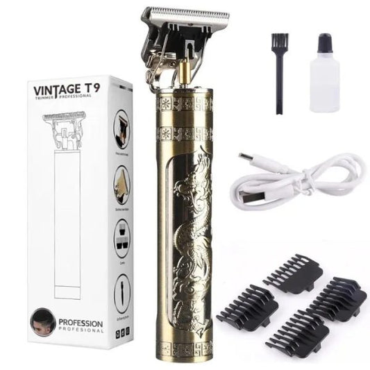 Metal Body – Vintage T9 Trimmer And Hair Clipper Cutting Machine For Men | Dragon Design | Golden Color Trimme